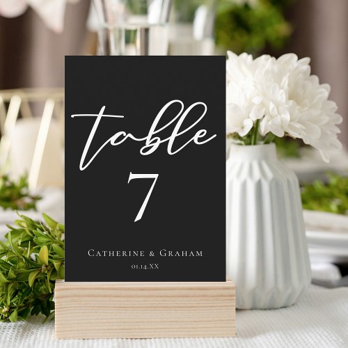 Simple Chic Black Wedding Table Number Card