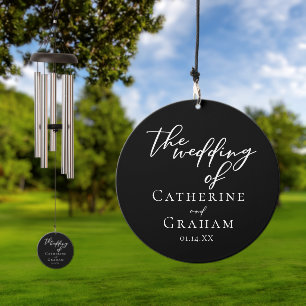 Simple Chic Black White Wedding Personalized Wind Chime