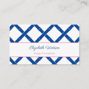 Simple Chic Blue And White Bamboo Trellis Business Card