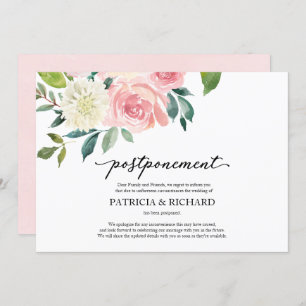 Simple Chic Blush Floral Wedding Postponement Invitation
