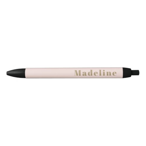 Simple Chic Blush Pink Gold Monogram Name Modern Black Ink Pen