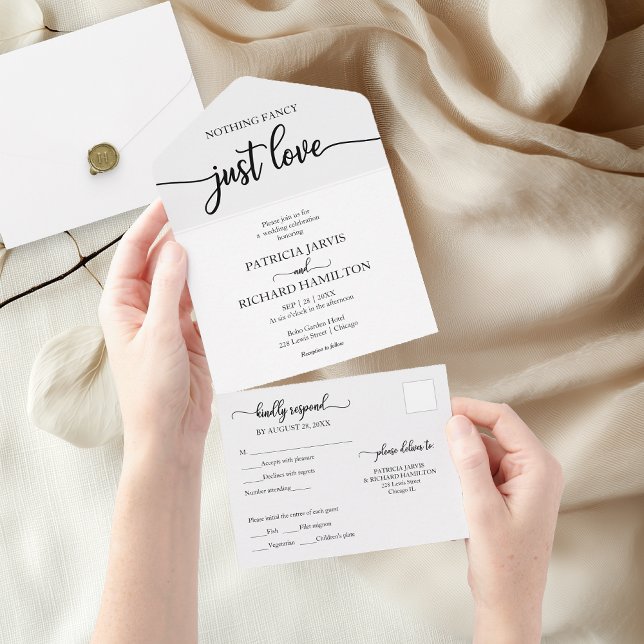 Simple Chic Bold Calligraphy Casual Wedding  All In One Invitation (Creator Uploaded)