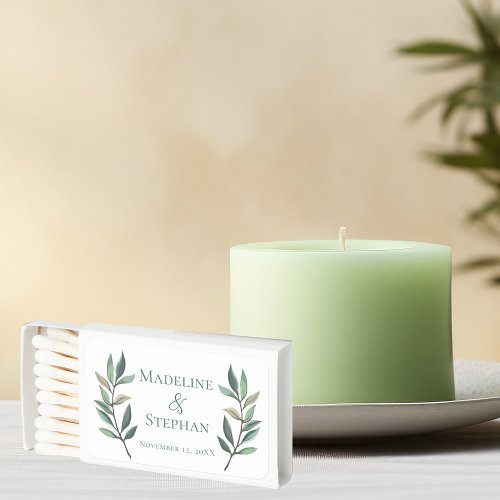 Simple Chic Botanical Eucalyptus Leaf Fall Wedding Matchboxes