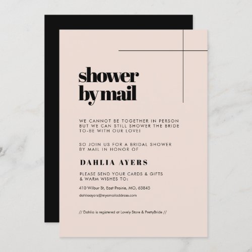 Simple chic Bridal Shower by mail Invitation