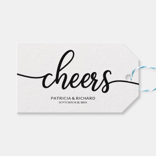 Simple Chic Calligraphy Cheers Wine Bottle Tags
