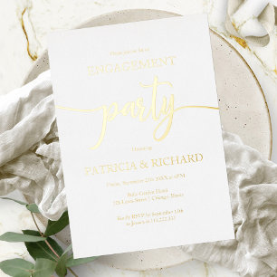 Simple Chic Calligraphy Engagement Party Foil Invitation