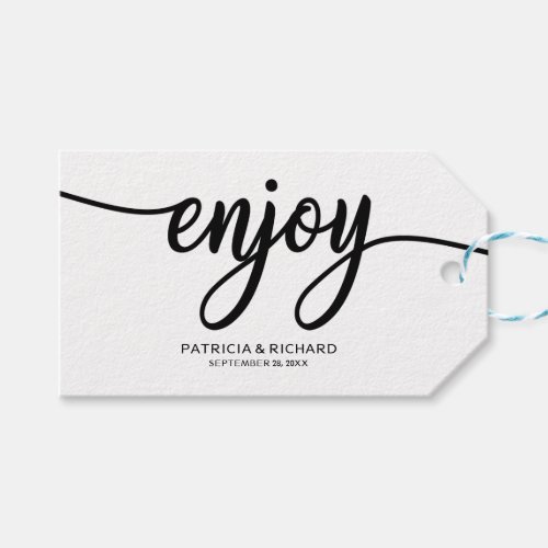 Simple Chic Calligraphy Enjoy Wedding Favor Tags