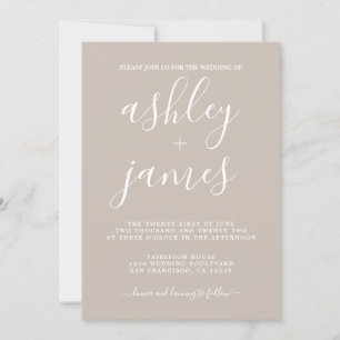 Simple Chic Calligraphy Gray Morn Wedding Invitation
