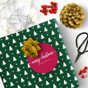 Simple Chic Calligraphy Merry Christmas Red Classic Round Sticker