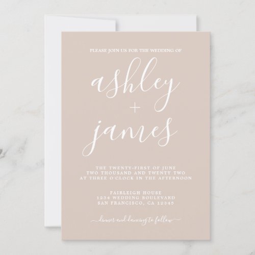 Simple Chic Calligraphy Pastel Purple Wedding Invitation