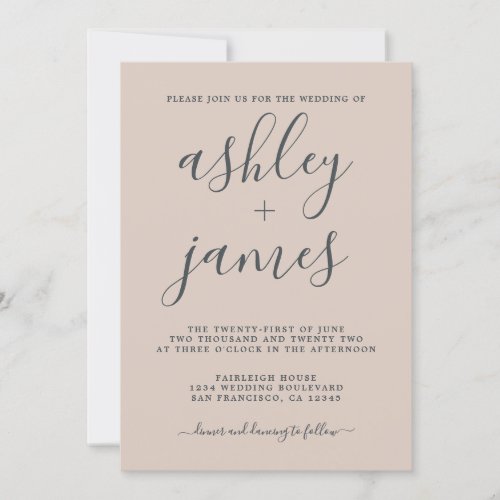 Simple Chic Calligraphy Pastel Purple Wedding Invitation