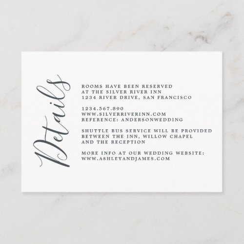 Simple Chic Calligraphy Wedding Details Enclosure Card