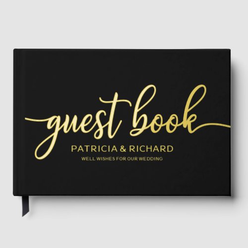 Simple Chic Calligraphy Wedding Foil Guest Book