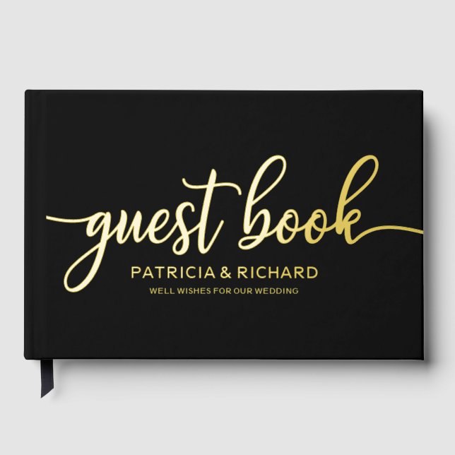 Simple Chic Calligraphy Wedding Foil Guest Book (Front)