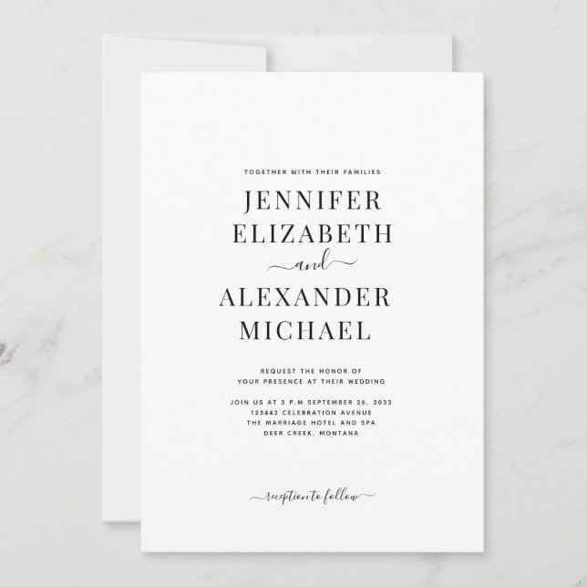 Simple Chic Calligraphy Wedding Invitation (Front)