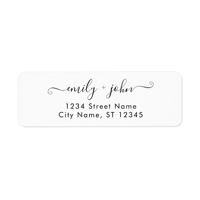Simple Chic Calligraphy Wedding Return Address Label (Front)