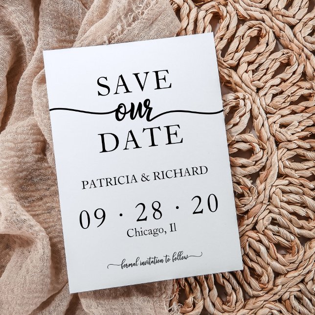 Simple Chic Calligraphy Wedding Save The Date Invitation (Creator Uploaded)