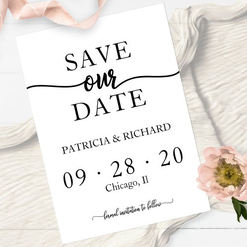 Simple Chic Calligraphy Wedding Save The Date Invitation