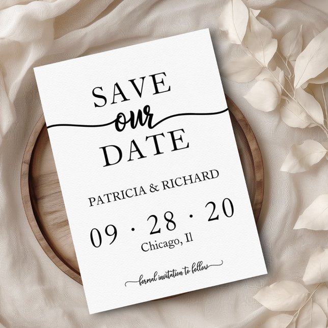 Simple Chic Calligraphy Wedding Save The Date Invitation (Creator Uploaded)