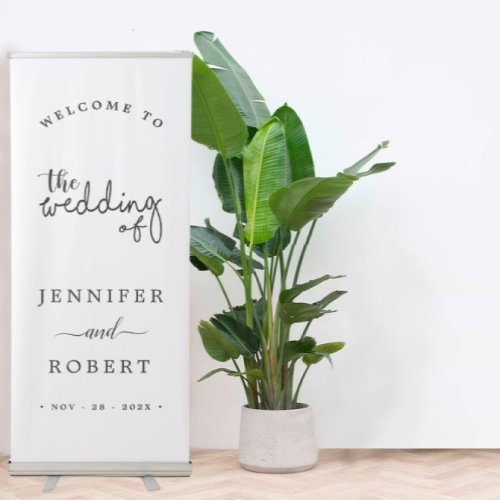 Simple chic calligraphy welcome To our wedding Retractable Banner