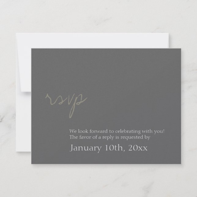 Simple chic charcoal gray wedding rsvp response (Front)