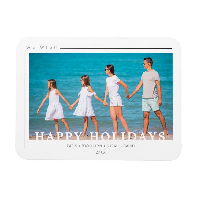 Simple Chic Christmas Typography Photo Family Magnet (Horizontal)