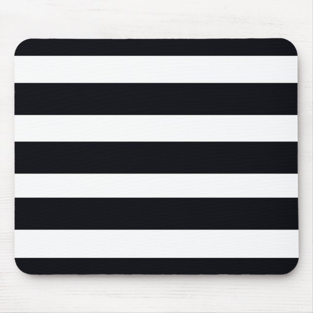 Simple Chic Classic Black And White Striped Cool  Mouse Pad (Front)