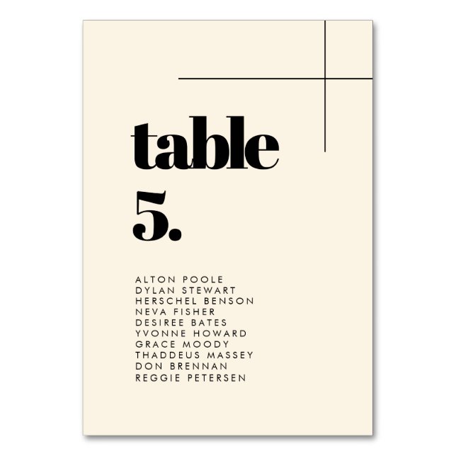 Simple chic Cream wedding seating chart cards (Front)