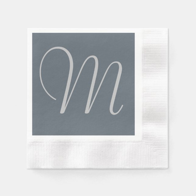 Simple Chic Custom Monogrammed Paper Napkins Grey (Front)