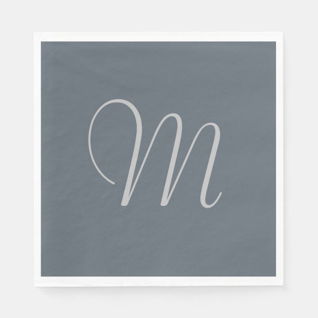 Simple Chic Custom Monogrammed Paper Napkins Grey (Front)