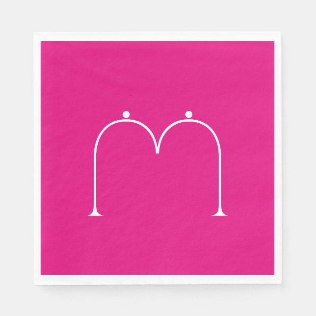 Simple Chic Custom Monogrammed Paper Napkins Pink (Front)