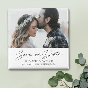 Simple Chic Custom Photo Save our Date Magnet
