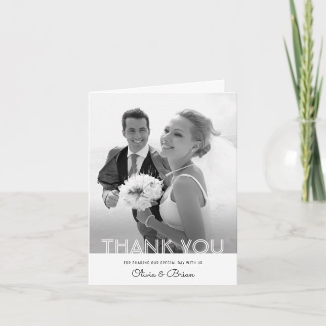 Simple Chic Custom Template Wedding Thank You Card (Front)