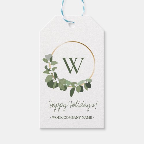 Simple Chic Custom Wreath Happy holidays Gift Tags