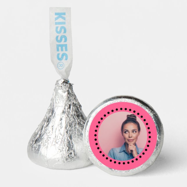 Simple Chic Customizable Polka Dot Photo Circle Hershey®'s Kisses® (Front)