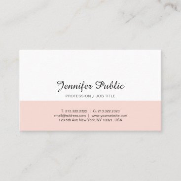 Simple Chic Design Blush Pink White Trendy Modern Business Card