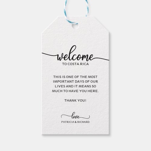 Simple Chic Destination Wedding Welcome Thank You Gift Tags