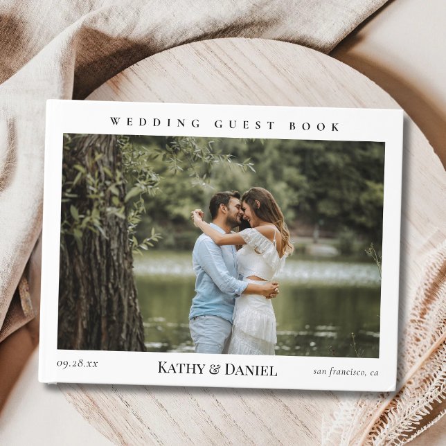 Simple Chic Elegant Calligraphy Photo Wedding Guest Book (Creator Uploaded)