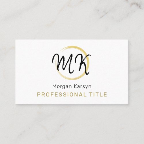 Simple Chic Elegant Modern White Gold Black Custom Business Card