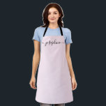 Simple Chic Elegant script Name Apron<br><div class="desc">She'll love a personalized apron as she bakes those goodies,  cooks delicious dishes or work with her plants. A perfect gift to encourage her talents. Black script for the name with long-tail embellishments.</div>