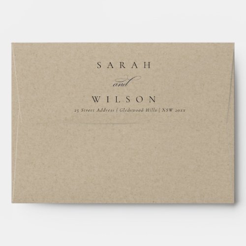 Simple Chic Elegant Script White Kraft Wedding Envelope