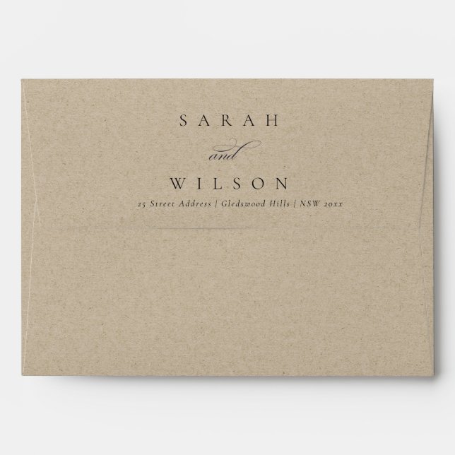 Simple Chic Elegant Script White Kraft Wedding Envelope (Back (Top Flap))