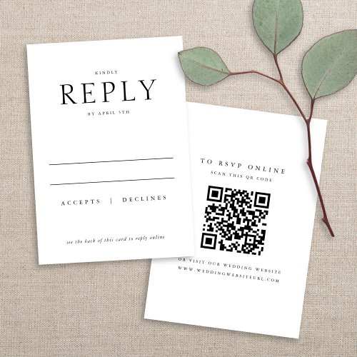 Simple Chic Elegant Typography BW Wedding RSVP Card