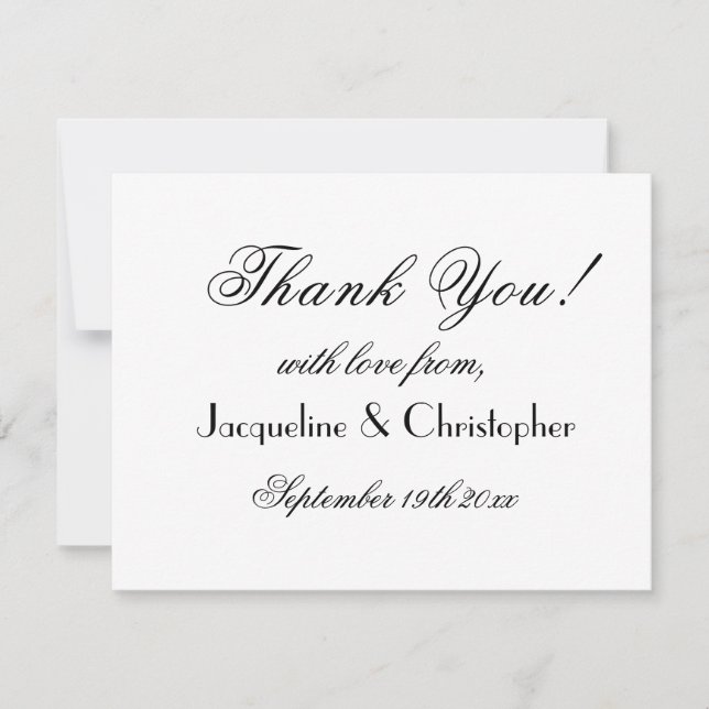  Simple Chic Elegant White Wedding Thank You Card (Front)