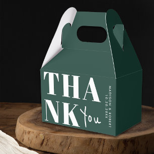 Simple Chic Emerald Green Bold Thank You Wedding Favor Boxes