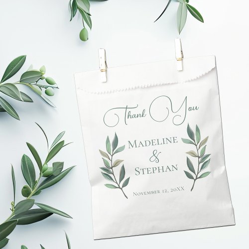 Simple Chic Eucalyptus Leaf Personalized Wedding Favor Bag