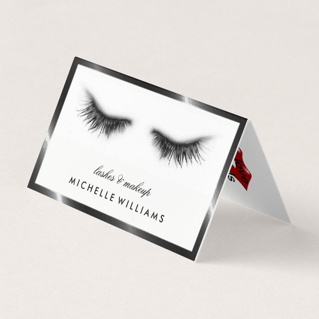 Simple Chic Eyelash Extensions After Care Referral Business Card (Front)