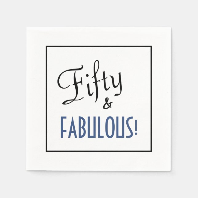 Simple Chic Fifty & FABULOUS! Birthday Party Napkins (Front)