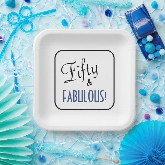 Simple Chic Fifty & FABULOUS! Birthday Party Paper Plates (Party)