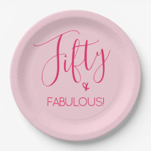 Simple Chic Fifty & FABULOUS in Pink Paper Plates
